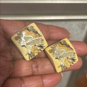 Vintage Gold and Silver Geometric Earrings